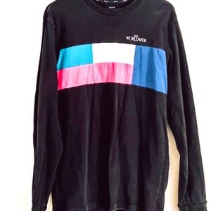 HUF Men's Black/Pink/Blue Long Sleeve Sweater Size Large